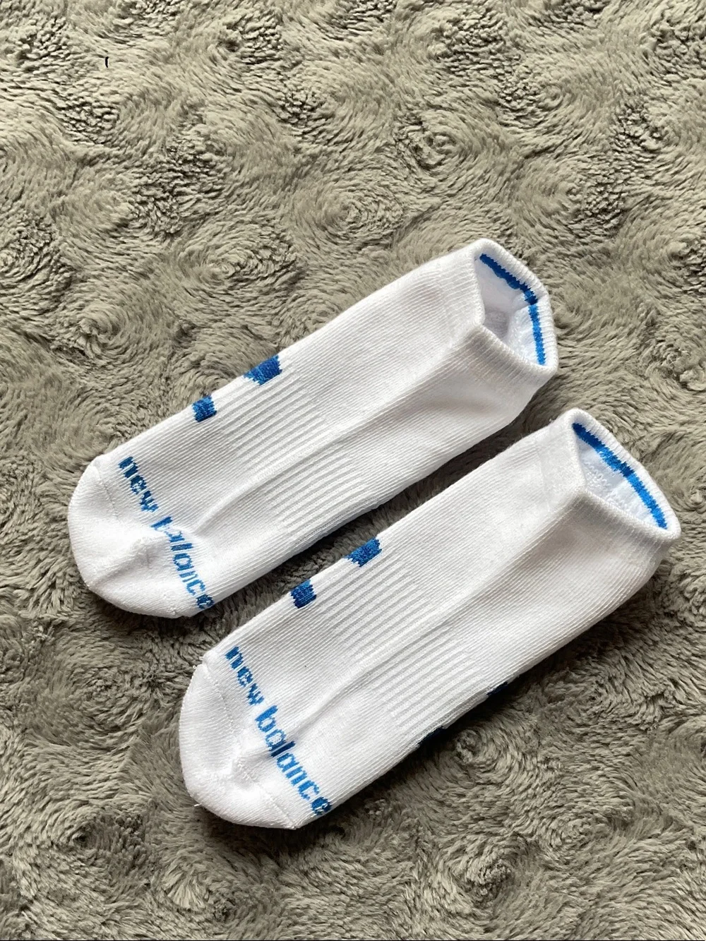 New Balance White Low-Cut Socks with Blue 'N' Logo - Women's
